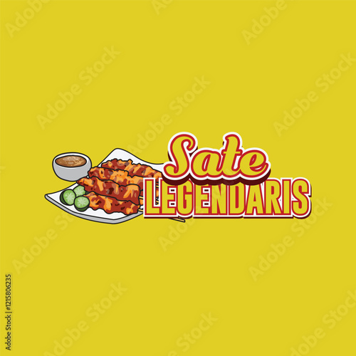 Sate legendaris food logo template illustration vector
