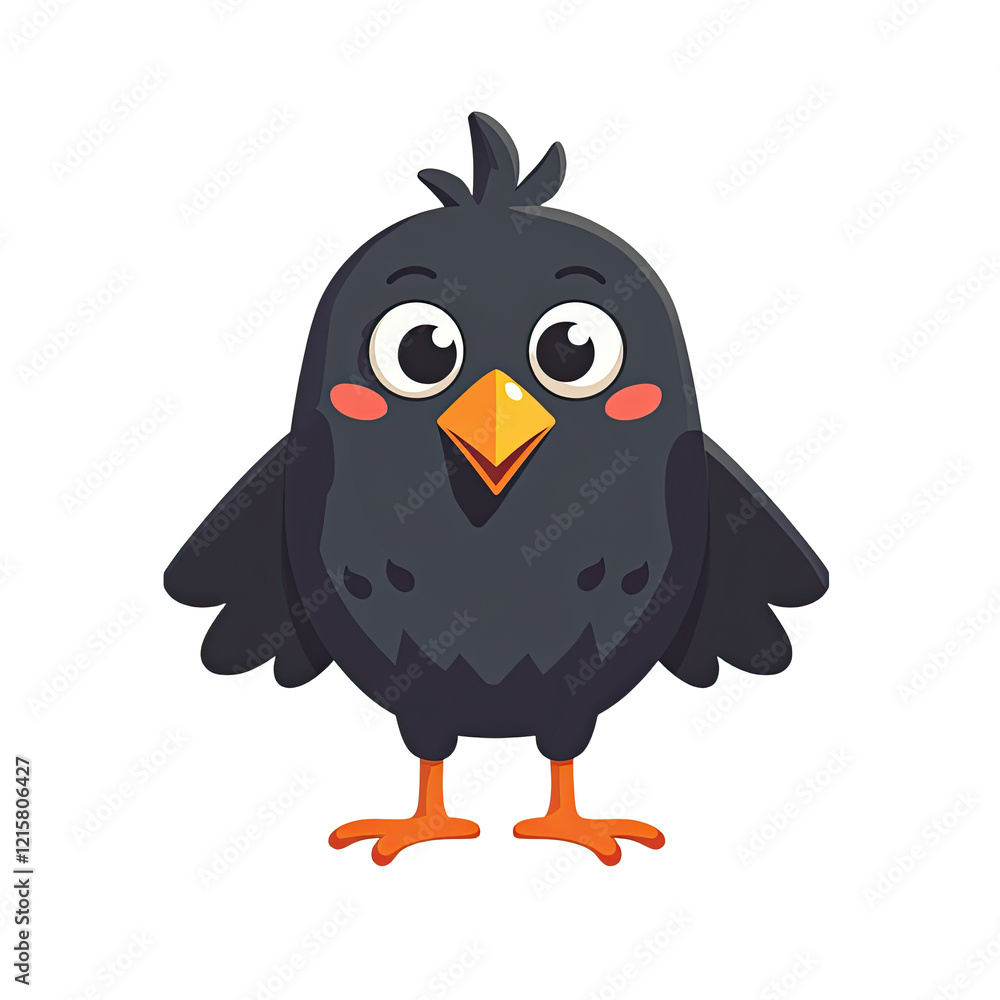 Cute Cartoon Blackbird Bird Illustration - Cartoon illustrations Cute Cartoon Blackbird Bird Illustration - Cartoon illustrations
