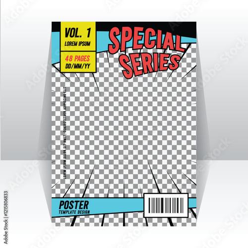 Simple comic magazine front page layout template graphic