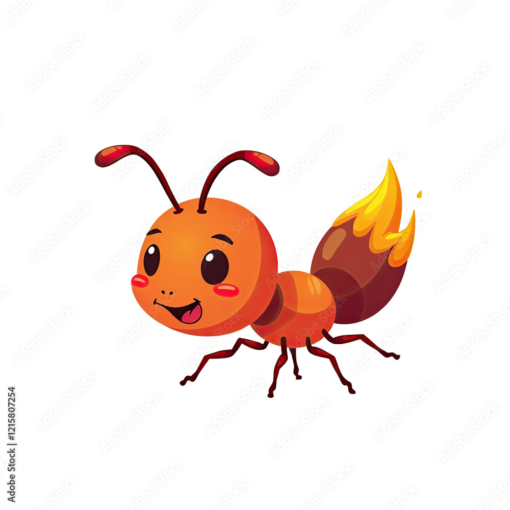 Fototapeta premium Cute Cartoon Fire Ant Illustration - Cartoon characters