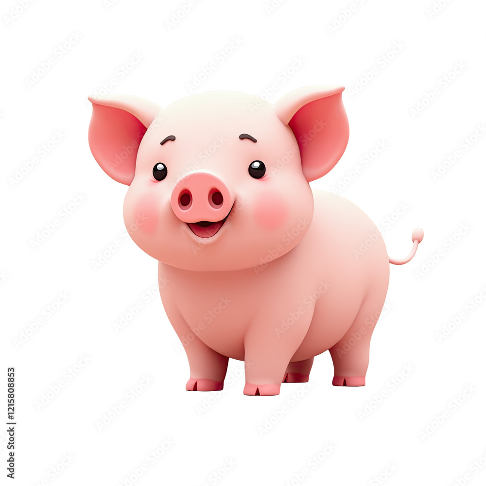 Cute Cartoon Pig 3D Render Illustration - Cute & Kawaii characters Cute Cartoon Pig 3D Render Illustration - Cute & Kawaii characters