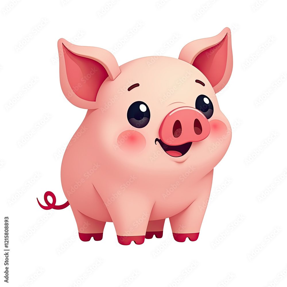 Cute Cartoon Piglet Illustration - Cute animal illustrations