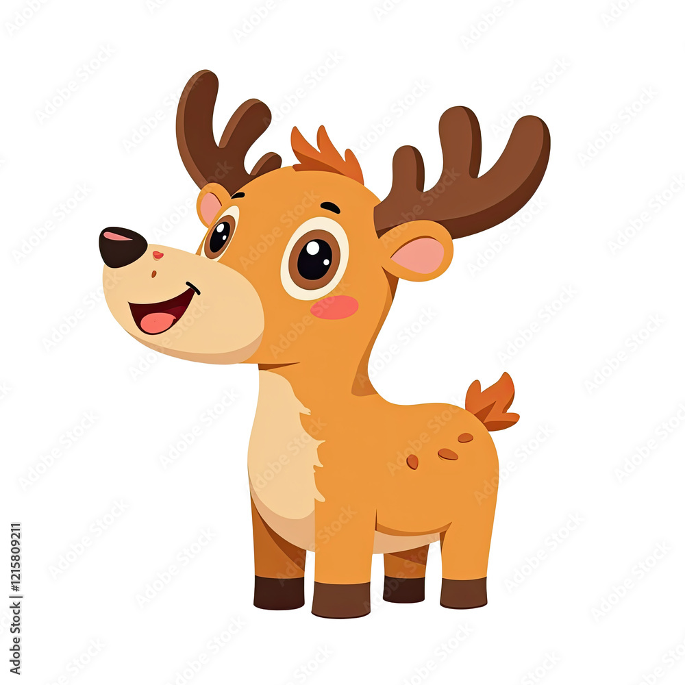 Cute Cartoon Reindeer Illustration - Minimalist design Cute Cartoon Reindeer Illustration - Minimalist design