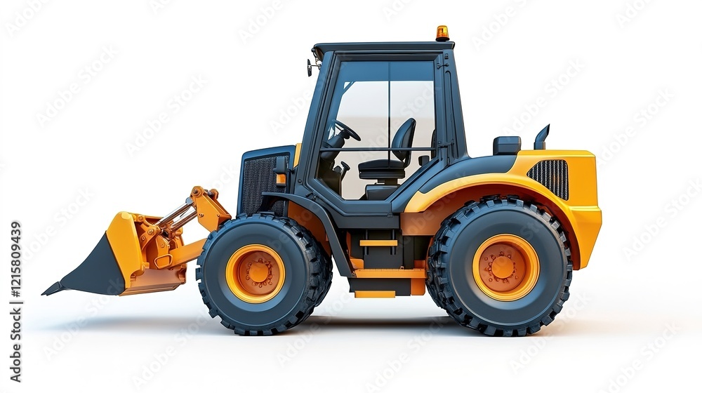Skid steer loader isolated on white background. Compact construction equipment for working in confined conditions. futuristic illustration Skid steer loader isolated on white background. Compact construction equipment for working in confined conditions. futuristic illustration