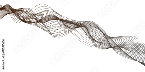 Abstract flowing brown wave lines. Wave lines smooth flowing dynamic isolated on white background. Abstract flowing wave lines. Design element for technology, science, business, music, equalizer,