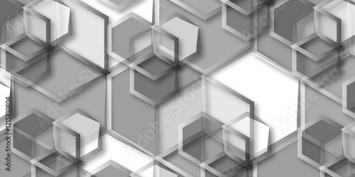 Abstract white, gray hexagon background. vector design. Abstract background with hexagonal geometry as the main figure. Geometric pattern with dark and light 3D hexagon shapes.