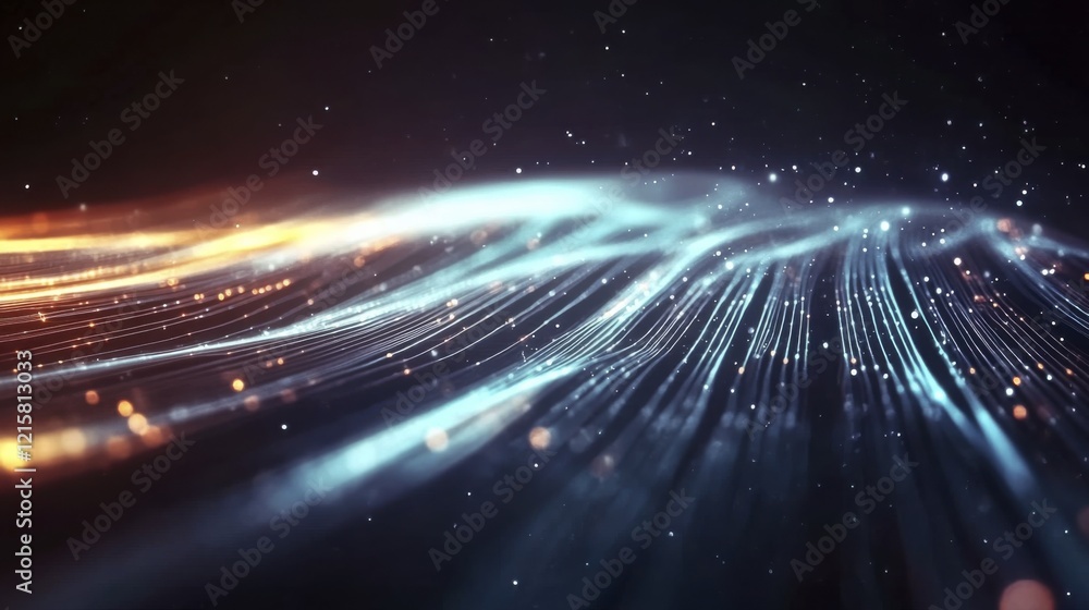 Obraz premium Abstract light trails in motion creating a cosmic digital wave