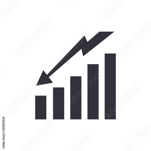 Decrease chart solid icons, minimalist vector illustration ,simple transparent graphic element .Isolated on white background