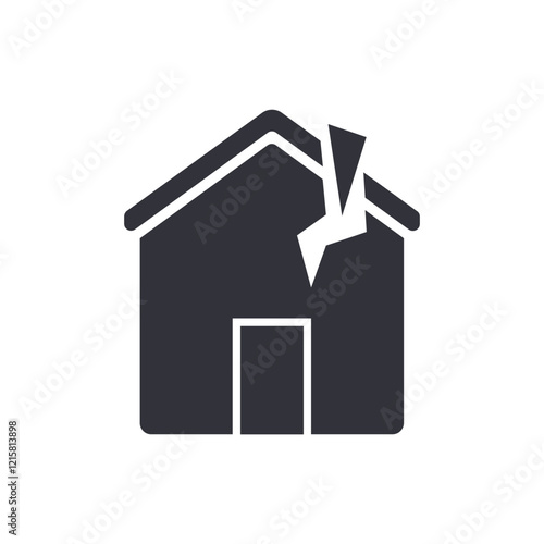 Broken house solid icons, minimalist vector illustration ,simple transparent graphic element .Isolated on white background