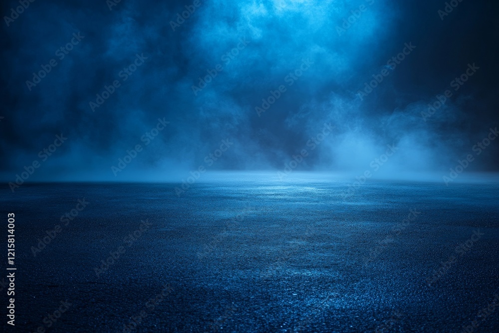 Dark blue smoky asphalt road at night. Dark blue smoky asphalt road at night.