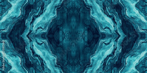 Wallpaper Mural Teal and dark blue abstract pattern with mirrored, flowing design. Torontodigital.ca