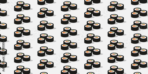 Sushi Rolls with salmon or Maki Sushi pattern background 