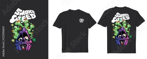 Design T Shirt weeds modern street art graffiti urban theme smoking weed Adobe Illustrator Artwork	