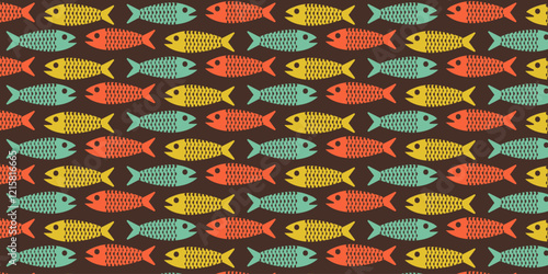 collection of fish seamless pattern background