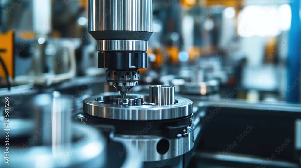 A modern factory with a close-up of an industrial machine or robot arm in action A modern factory with a close-up of an industrial machine or robot arm in action