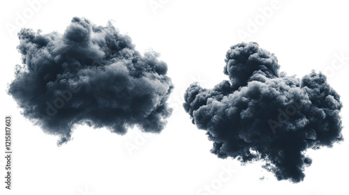 Dark Clouds Collection Set on Transparent Background Generative AI