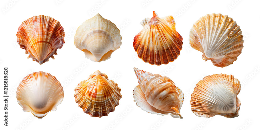 Vibrant Seashell Collection on White Background, PNG collection, set bundle, isolate on transparent or white background Vibrant Seashell Collection on White Background, PNG collection, set bundle, isolate on transparent or white background