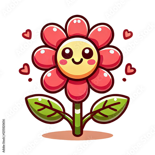 Happy Flower Icon with Smile photo