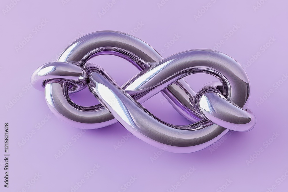 A Polished Metallic Infinity Knot Design on Lavender A Polished Metallic Infinity Knot Design on Lavender