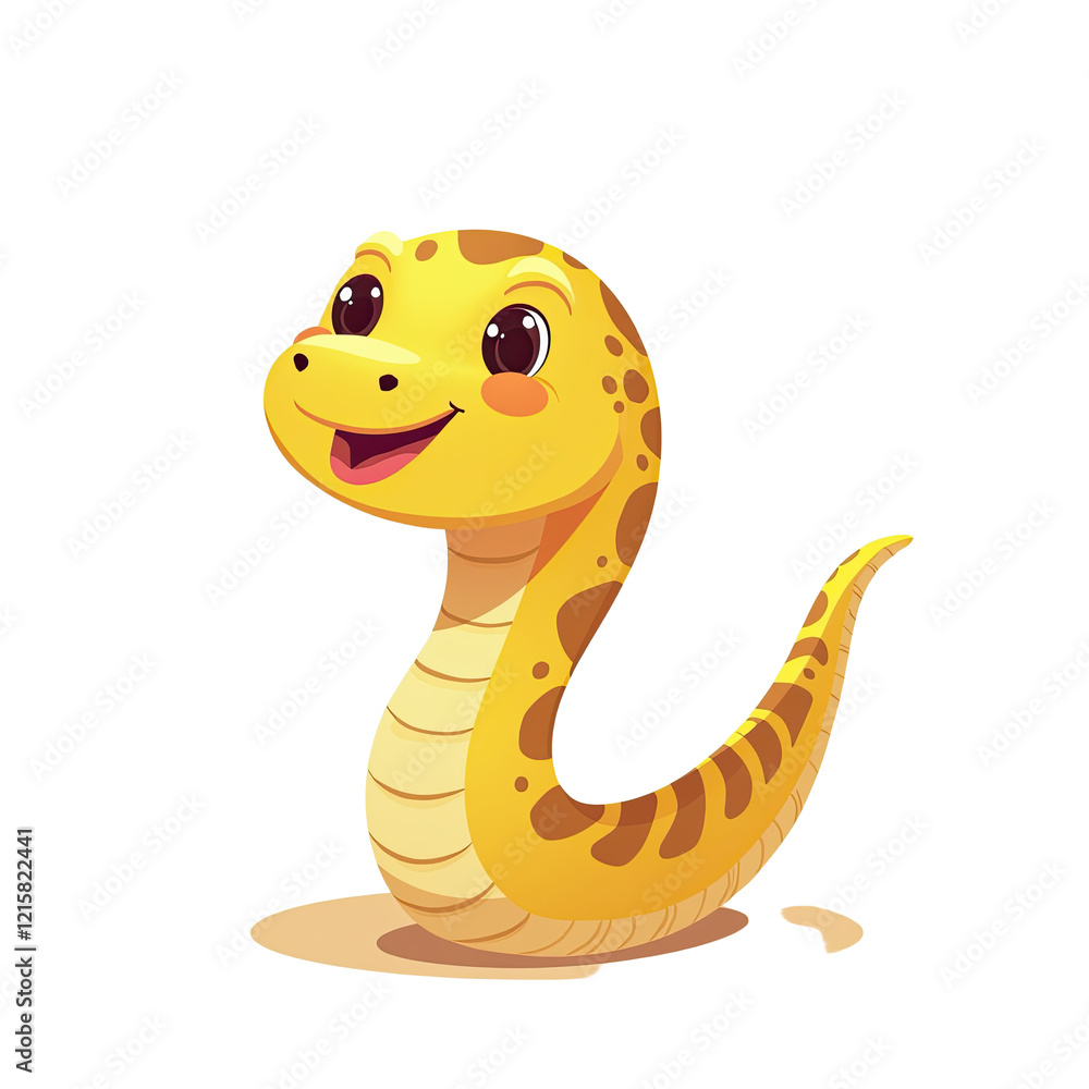 Fototapeta premium Cute Cartoon Baby Snake Illustration - Cute characters