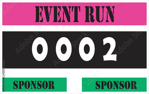 Pink colored marathon number bib isolated on white.