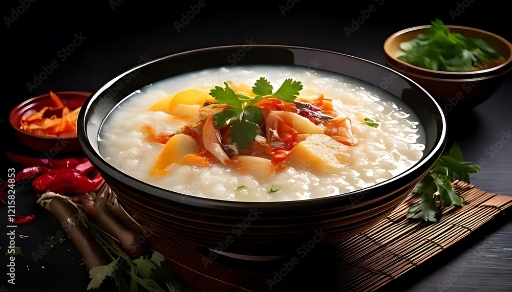 Congee, a rice porridge, is a comforting dish, often savory, and eaten in Asia. Congee, a rice porridge, is a comforting dish, often savory, and eaten in Asia.