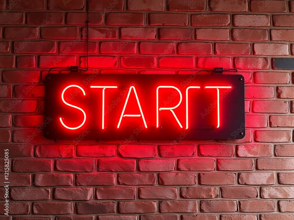 Fototapeta premium neon Start sign on wall