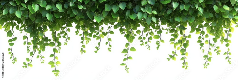 Lush Green Ivy Hanging Vines, Isolated on White Background Lush Green Ivy Hanging Vines, Isolated on White Background