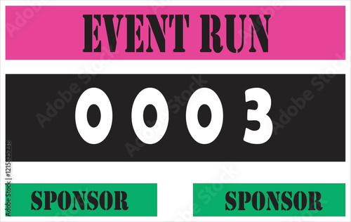 Pink colored marathon number bib isolated on white.