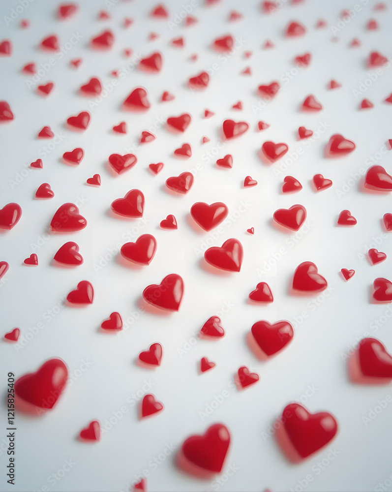 Small red hearts on a white background fill the space. Small red hearts on a white background fill the space.