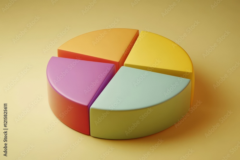 Obraz premium Colorful three dimensional pie chart graphic representation