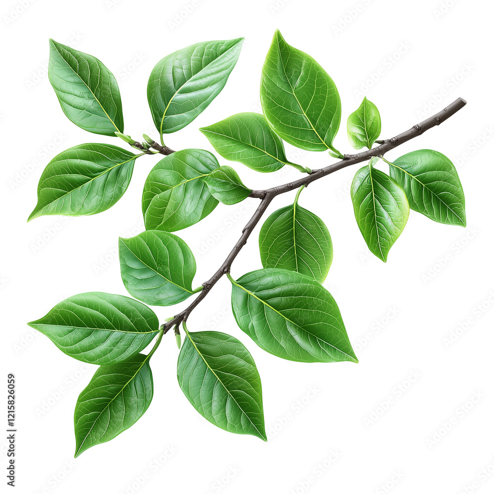 Fototapeta premium Abstract green leafy foliage with branches isolated on white background 
