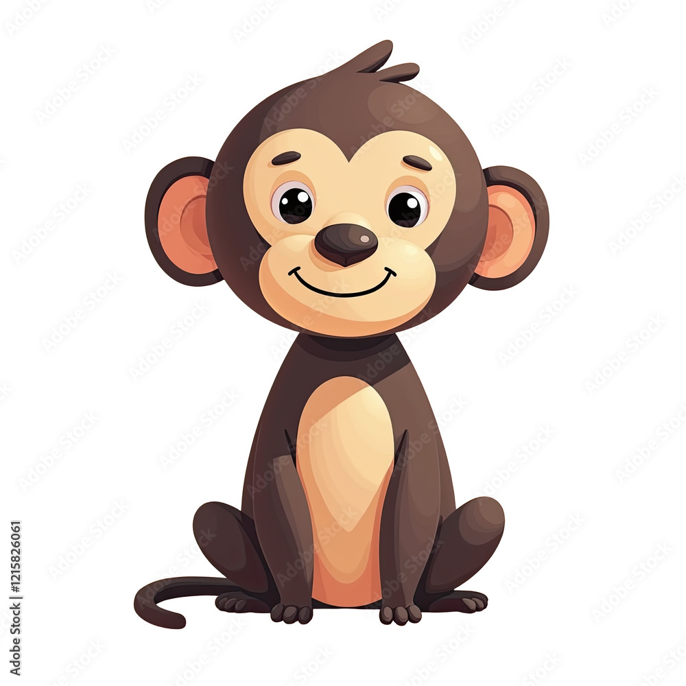 Fototapeta premium Cute Cartoon Monkey Illustration - Cute characters