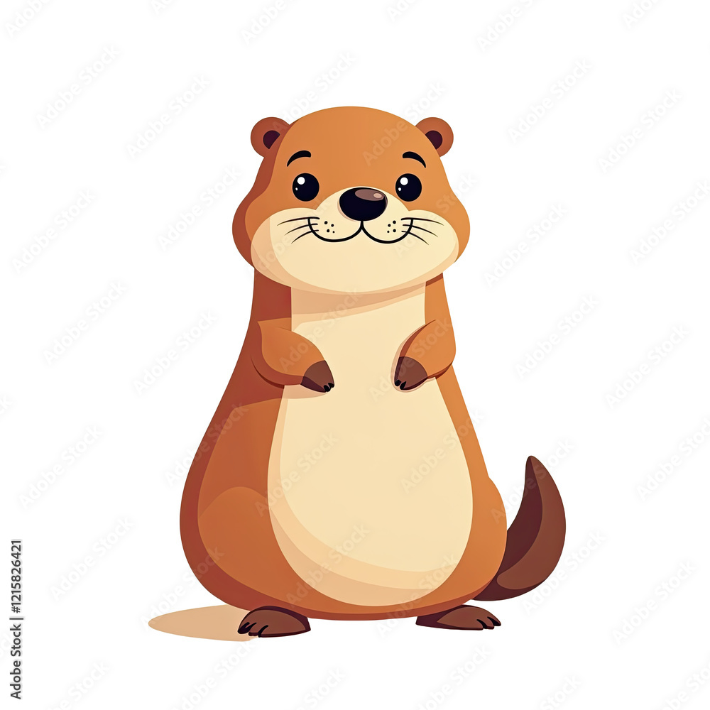 Cute Cartoon Otter Illustration - Minimalist style Cute Cartoon Otter Illustration - Minimalist style