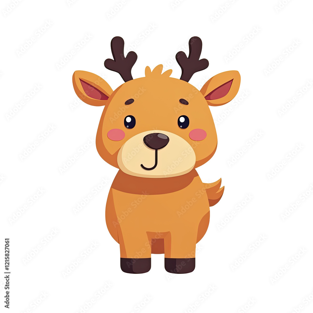 Cute Cartoon Reindeer Illustration - Minimalist design