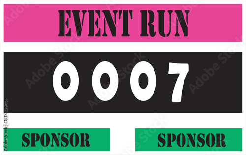 Pink colored marathon number bib isolated on white.