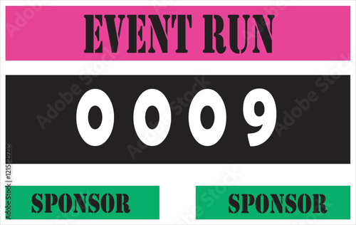 Pink colored marathon number bib isolated on white.