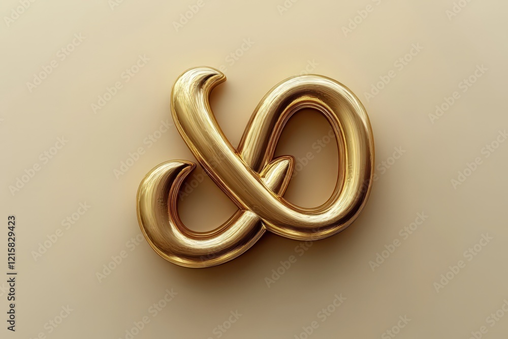 Golden Ampersand Symbol Artistic Design Render Golden Ampersand Symbol Artistic Design Render