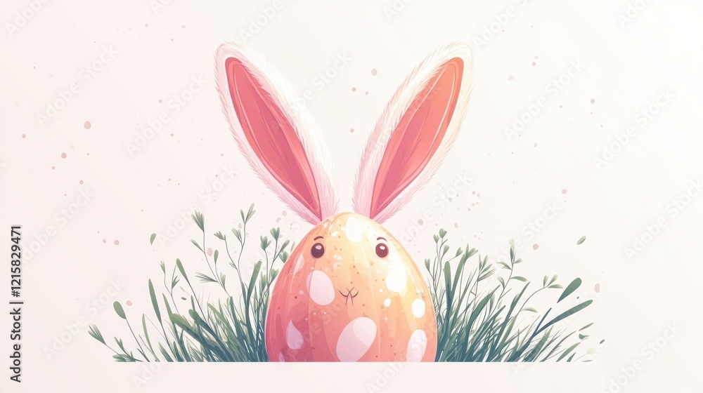 Obraz premium Cute Easter bunny egg in grass.