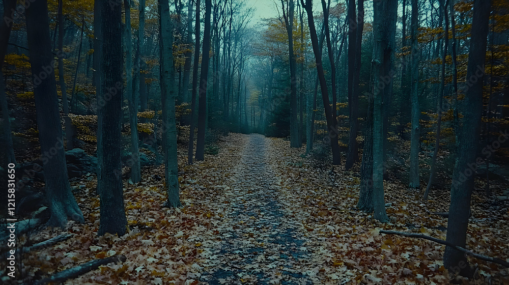 Obraz premium Autumn Forest Path Illustration