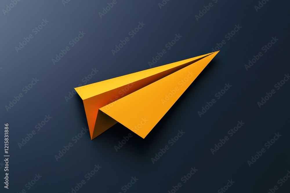Orange Paper Airplane Soaring Against Dark Background Orange Paper Airplane Soaring Against Dark Background