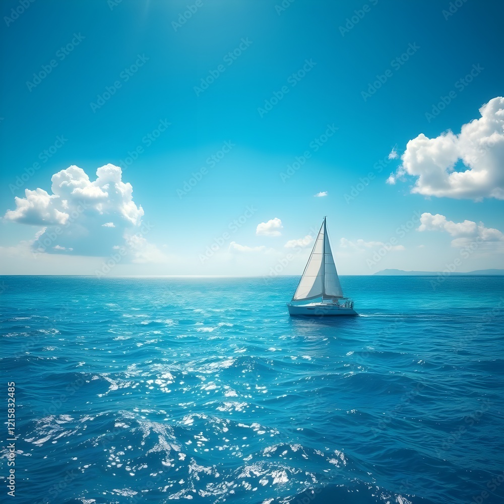 Obraz premium a small sailboat floating in the open sea