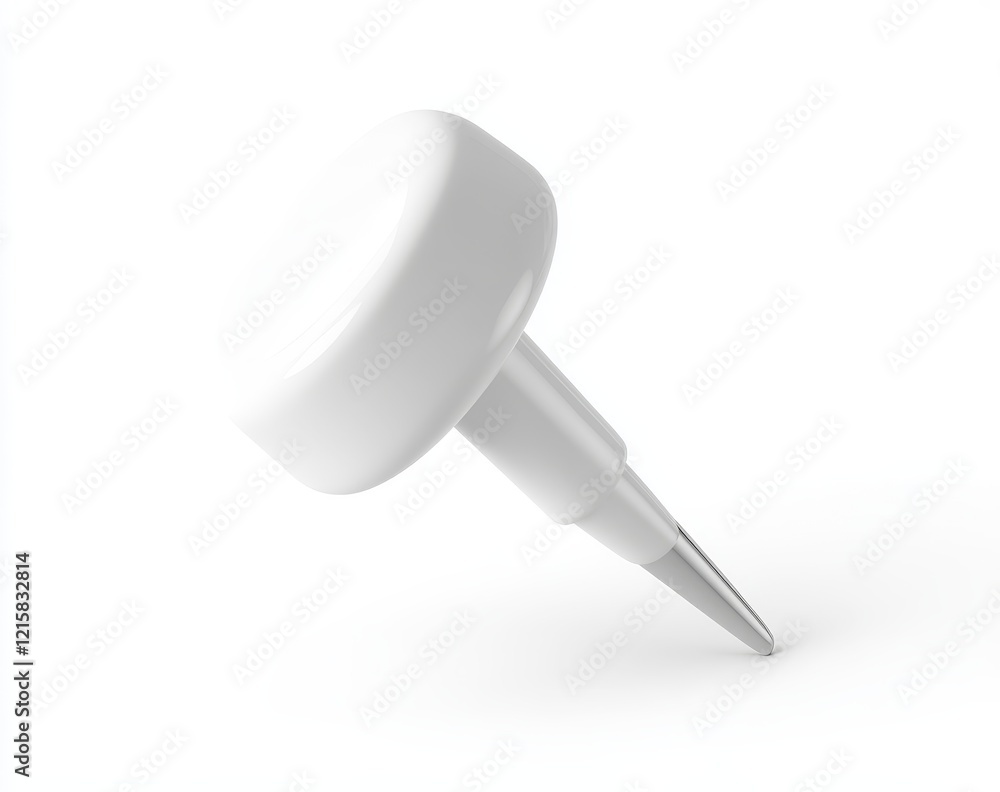 White plastic push pin with a wide head and a sharp point. White plastic push pin with a wide head and a sharp point.