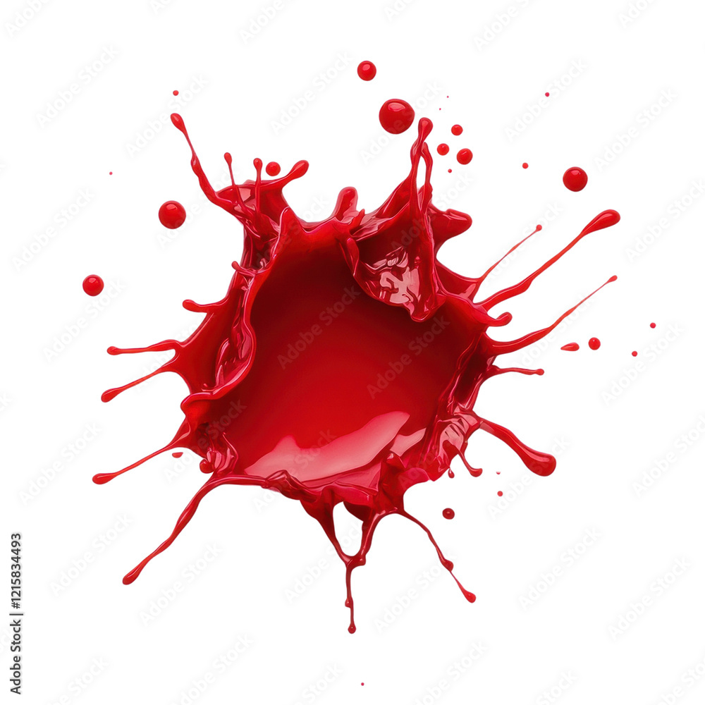 Vibrant red paint splash on a transparent background Vibrant red paint splash on a transparent background