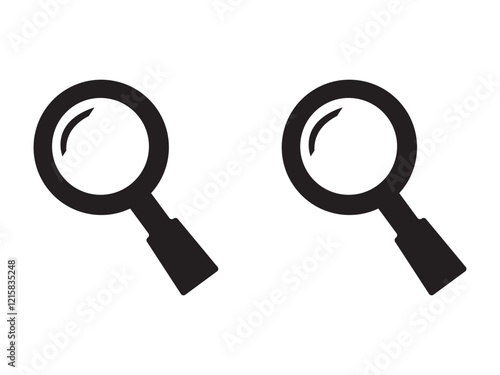 Search icon. Magnifying glass icon, vector magnifier or loupe sign.