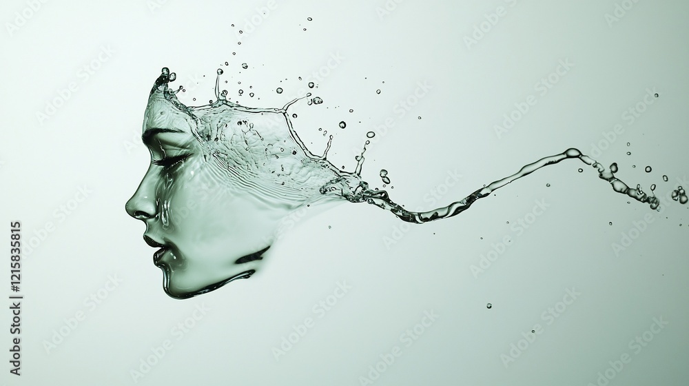 Water sculpted face profile with flowing stream. Water sculpted face profile with flowing stream.