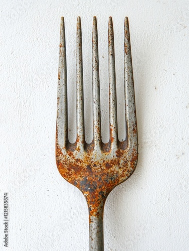 Rusty fork, close-up, white background, food, texture