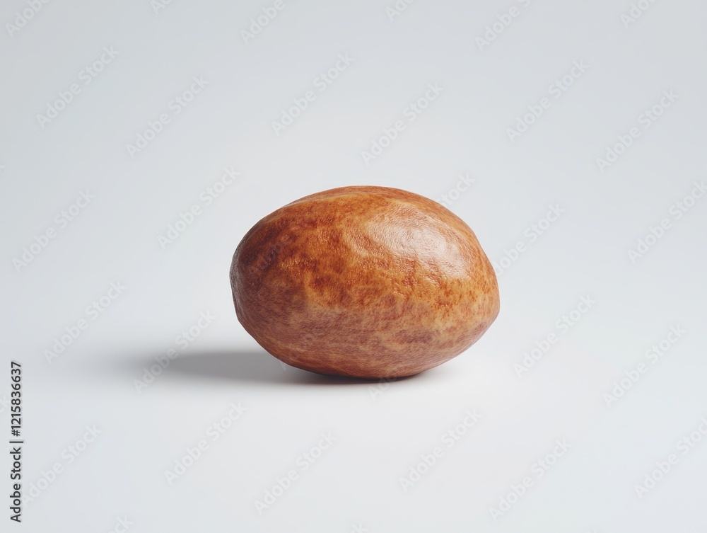 Single brown macadamia nut on white background. Single brown macadamia nut on white background.