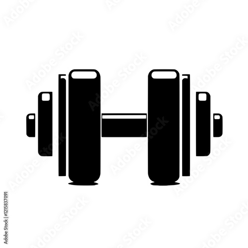 Black and White Dumbbell: A classic silhouette of a dumbbell, rendered in simple black and white, symbolizes strength, fitness, and the pursuit of physical goals.