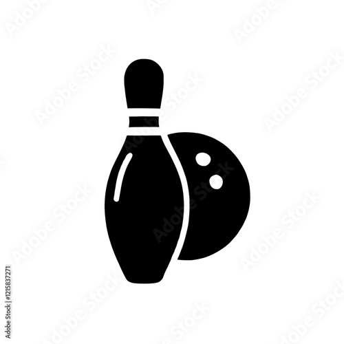Bowling Pin and Ball Icon: A simple yet striking vector icon depicting a bowling pin and ball, perfect for game-related designs, apps, or websites.  
